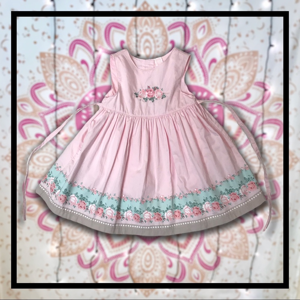 Baby Girl Pink Pleated Flower Dress Size 3-6 Month